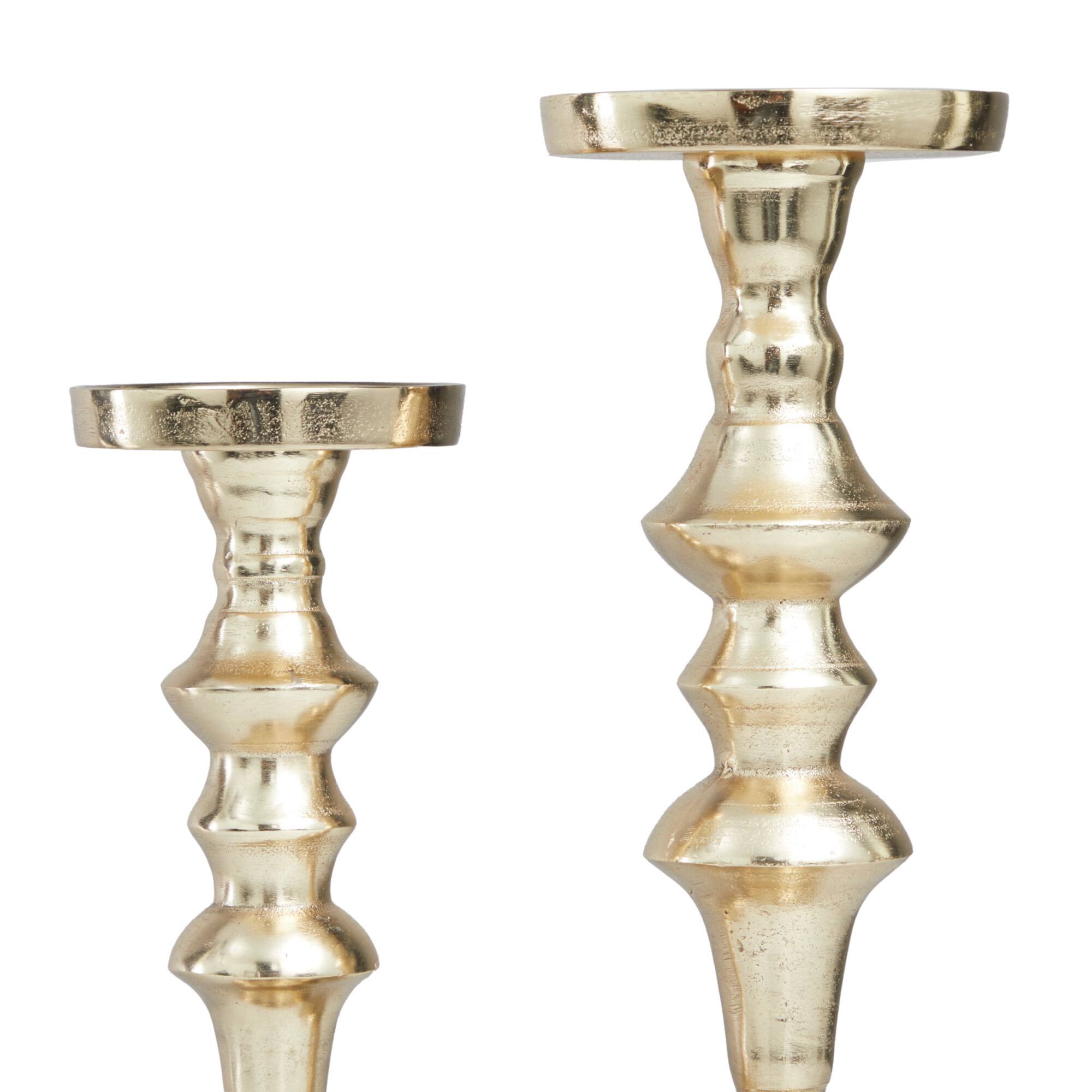 Gold Aluminum Candle Holder Set
